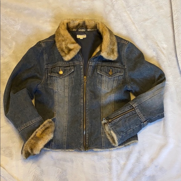 giacca Jackets & Blazers - Fur lined denim zip up jacket